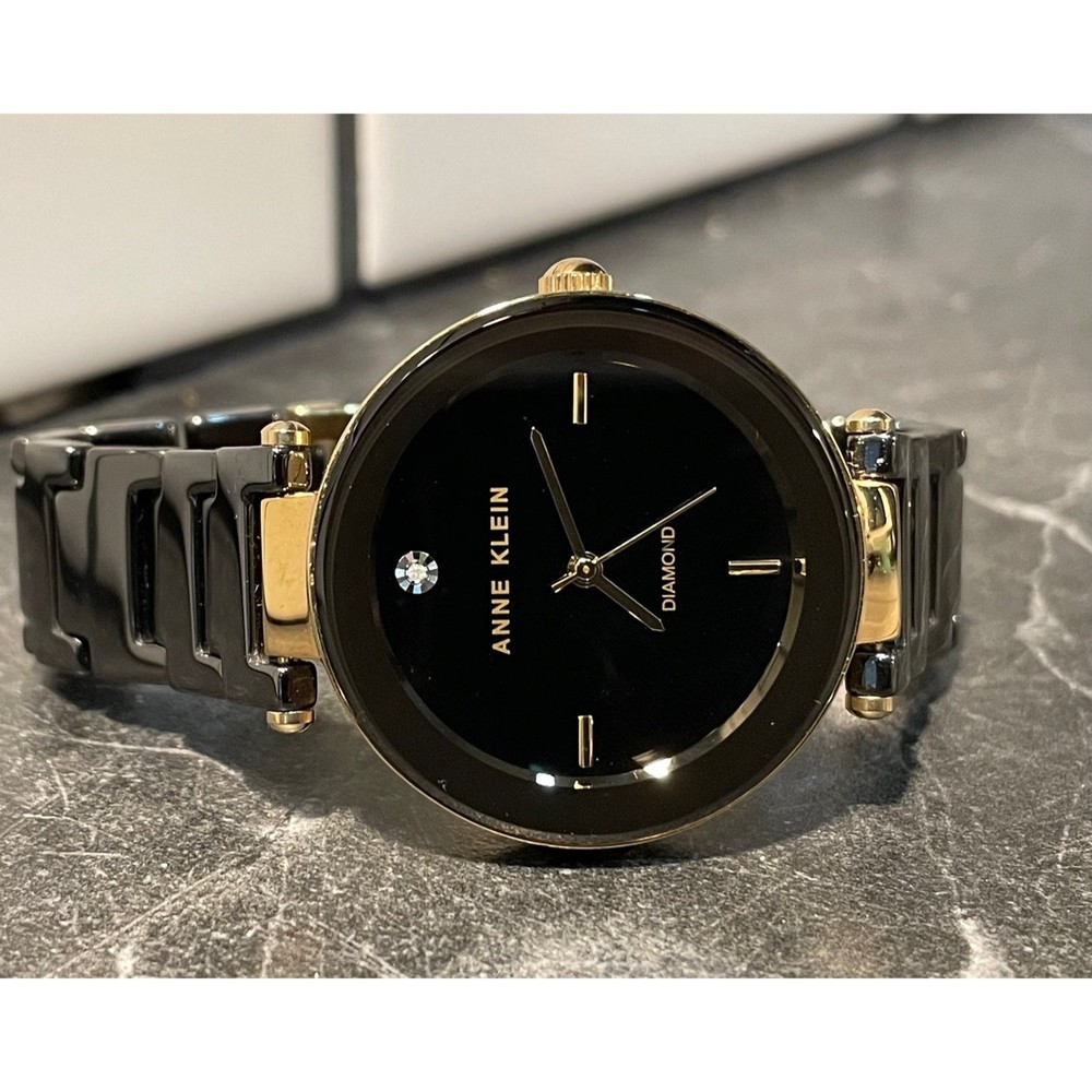 Women’s Black and Gold Anne Klein Watch with Original Box - New Battery